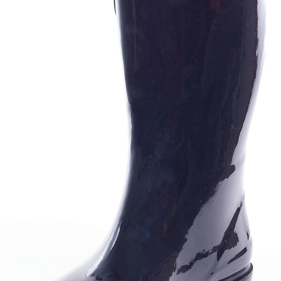 Women Black Rubber Rain Boots 11" Mid Rise Rainboots - Picture 2 of 4